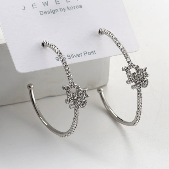 Pearl Large Circle Exaggerated 925 Silver Pin Earrings Alloy Geometric Electroplating Cold Style