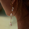Pearl Long Tassel Titanium Steel Geometric Earrings With Electroplating Design For Women