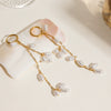 Pearl Long Tassel Titanium Steel Geometric Earrings With Electroplating Design For Women