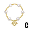 Pearl Love Gold Plated Copper Bracelet With Geometric And Heart Shape For Women