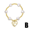 Pearl Love Gold Plated Copper Bracelet With Geometric And Heart Shape For Women