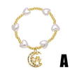 Pearl Love Gold Plated Copper Bracelet With Geometric And Heart Shape For Women