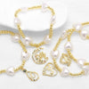 Pearl Love Gold Plated Copper Bracelet With Geometric And Heart Shape For Women
