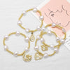 Pearl Love Gold Plated Copper Bracelet With Geometric And Heart Shape For Women