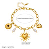 Pearl Love Sunflower Pendant Stainless Steel Bracelet Gold Plated Heart Shape Flower Design For Women