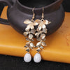 Pearl Minimalist Sweet Flower Long Tassel Golden Orchid Matte Hook Earrings Electroplated