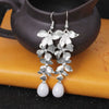 Pearl Minimalist Sweet Flower Long Tassel Golden Orchid Matte Hook Earrings Electroplated