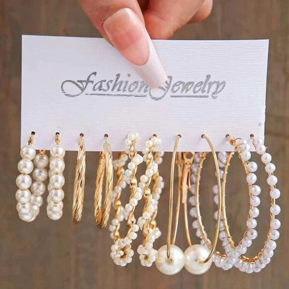 Pearl Moon Fishtail Bowknot Earrings Set Zinc Alloy Geometric Animal Zodiac Pattern Electroplated Women's