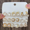 Pearl Moon Fishtail Bowknot Earrings Set Zinc Alloy Geometric Animal Zodiac Pattern Electroplated Women's