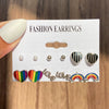 Pearl Moon Fishtail Bowknot Earrings Set Zinc Alloy Geometric Animal Zodiac Pattern Electroplated Women's