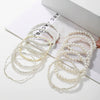 Pearl Multi Layer Bracelet Set With Geometric Styling Unisex Fashion