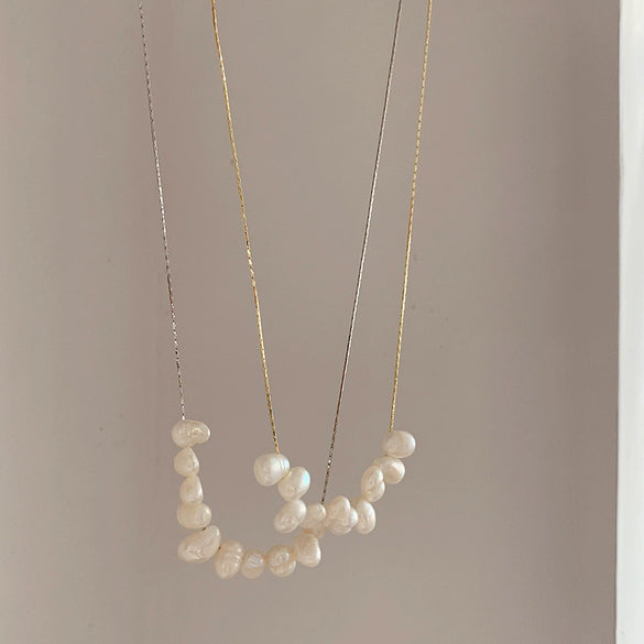 Pearl Natural Geometric Ball Chain Clavicle Necklace Accessories