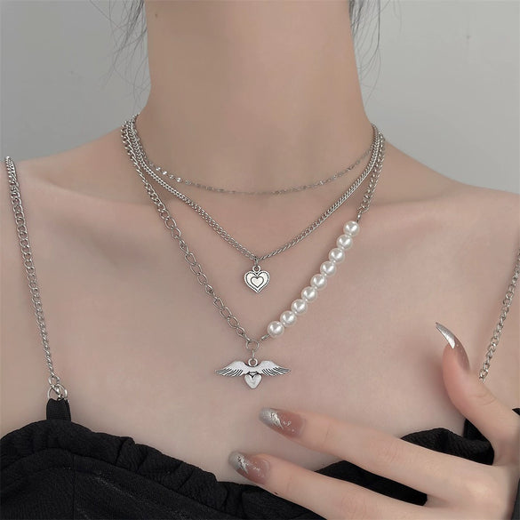 Pearl Necklace Alloy Geometric Chain Electroplating Design