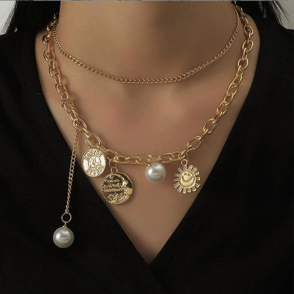 Pearl Necklace Alloy Geometric Chain Electroplating Design