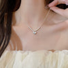 Pearl Necklace Alloy Metal Electroplated Heart Bow Geometric Style Women's Titanium Steel Jewelry