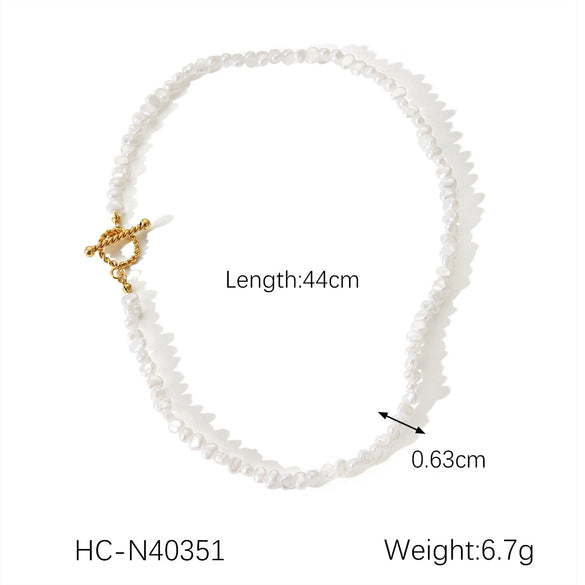 Pearl Necklace And Bracelet Stainless Steel Geometric Style Electroplating For Women