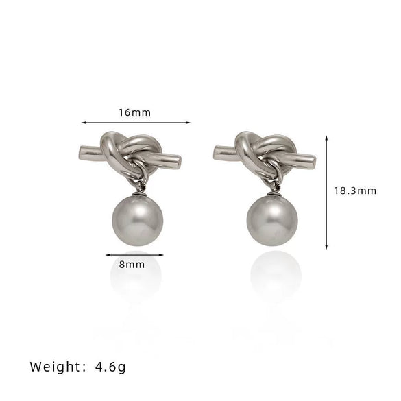 Pearl Necklace And Earrings Geometric Titanium Steel Electroplated 18K Gold Unisex Light Luxury Style