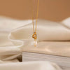 Pearl Necklace And Earrings Geometric Titanium Steel Electroplated 18K Gold Unisex Light Luxury Style