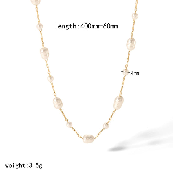 Pearl Necklace And Stainless Steel Bracelet With Star Pattern And Titanium Steel Pendant Electroplating Process For Women