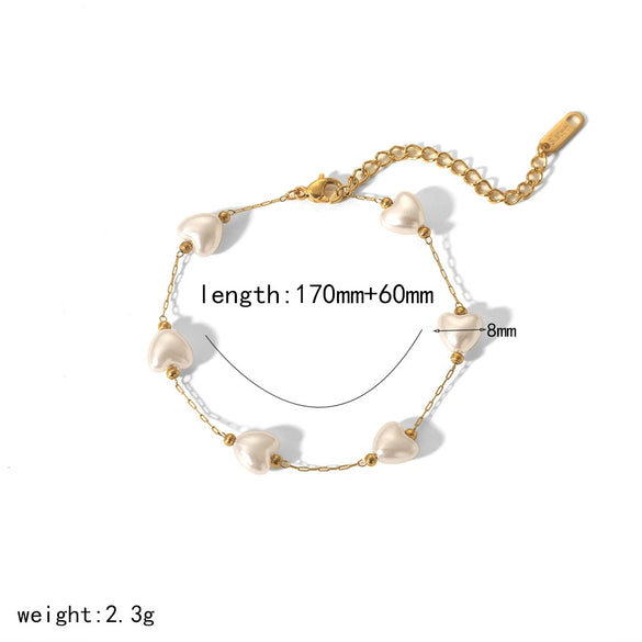 Pearl Necklace And Stainless Steel Bracelet With Star Pattern And Titanium Steel Pendant Electroplating Process For Women
