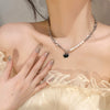 Pearl Necklace For Women Highend Light Luxury Heart Pendant Alloy Electroplating Design