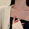 Pearl Necklace For Women Highend Light Luxury Heart Pendant Alloy Electroplating Design