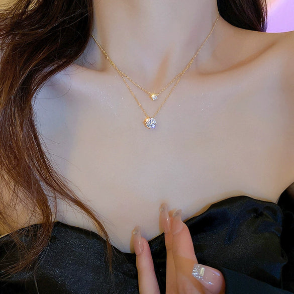 Pearl Necklace For Women Highend Light Luxury Heart Pendant Alloy Electroplating Design