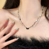 Pearl Necklace For Women Highend Light Luxury Heart Pendant Alloy Electroplating Design