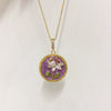 Pearl Necklace Freshwater Pearl Copper Pendant Flat Round Rose Buns Round Natural Middle Ancient Oil Painting Wind Purple Painted