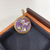 Pearl Necklace Freshwater Pearl Copper Pendant Flat Round Rose Buns Round Natural Middle Ancient Oil Painting Wind Purple Painted