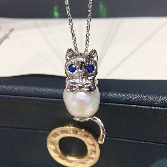 Pearl Necklace Freshwater Pearl Pendant Copper Alien Shape Fashion Minimalist Design