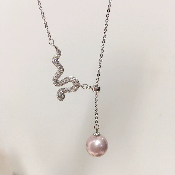 Pearl Necklace Freshwater Pearl Pendant Copper Material Round Baroque Fashion Minimalist Style