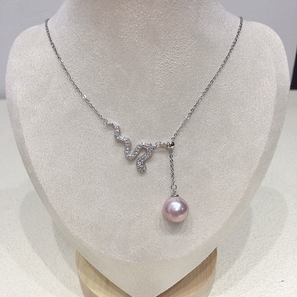 Pearl Necklace Freshwater Pearl Pendant Copper Material Round Baroque Fashion Minimalist Style