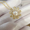 Pearl Necklace Freshwater Pearl Pendant Microinlaid Zircon Copper Accessories Flat Round Steamed Bread Round Shape