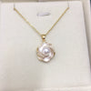 Pearl Necklace Freshwater Pearl Pendant Microinlaid Zircon Curly Flower Copper Minimalist Style