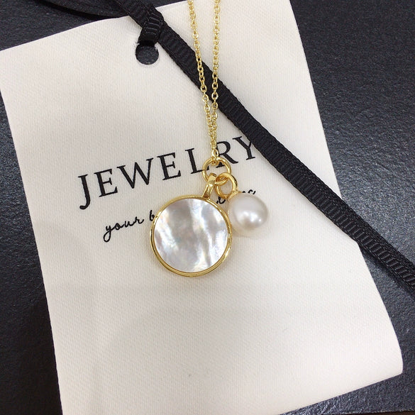 Pearl Necklace Freshwater Pearl Pendant Natural Sea Shell Mother Of Fritillaria Copper Minimalist Rice Shape Droplet Shape