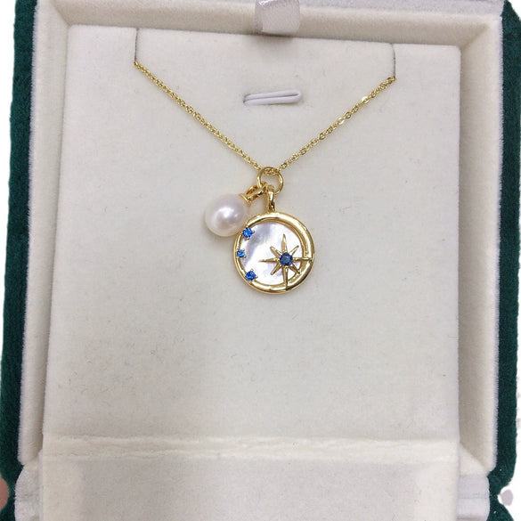 Pearl Necklace Freshwater Pearl Pendant Natural Sea Shell Mother Of Fritillaria Copper Minimalist Rice Shape Droplet Shape