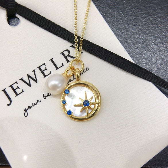 Pearl Necklace Freshwater Pearl Pendant Natural Sea Shell Mother Of Fritillaria Copper Minimalist Rice Shape Droplet Shape