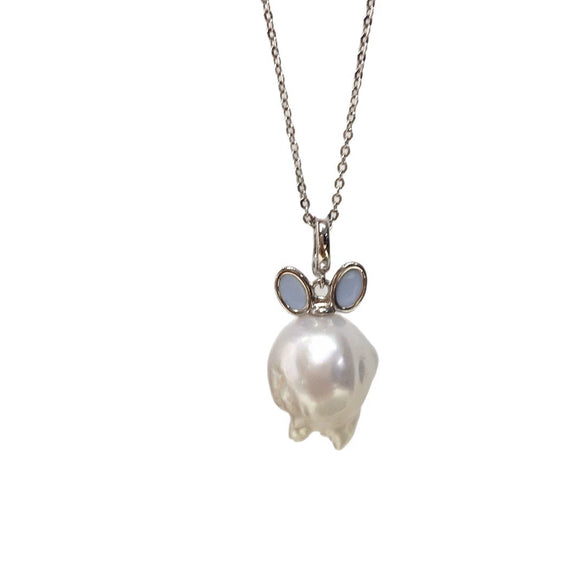 Pearl Necklace Freshwater Pearl Pendant Rabbit Ears Style Copper Material