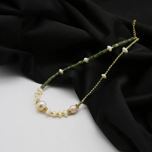 Pearl Necklace Geometric Pattern Bamboo Chain Elegant For Women