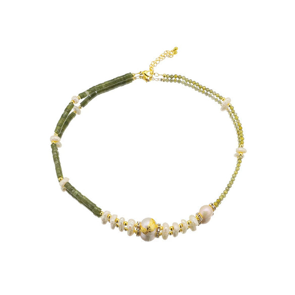 Pearl Necklace Geometric Pattern Bamboo Chain Elegant For Women