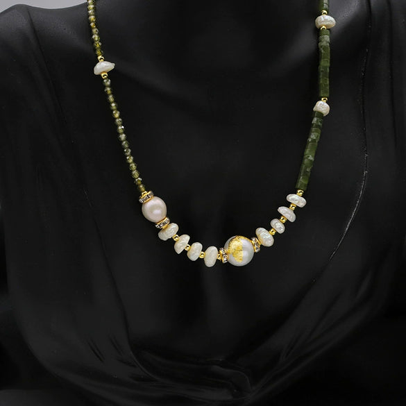 Pearl Necklace Geometric Pattern Bamboo Chain Elegant For Women