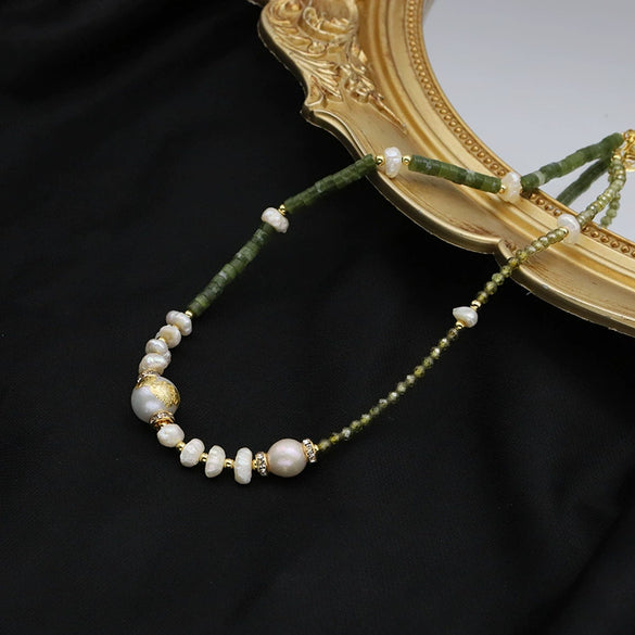 Pearl Necklace Geometric Pattern Bamboo Chain Elegant For Women