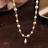 Pearl Necklace Geometric Pattern Vintage Artistic Baroque Clavicle Chain With Cross Shell Pendant And Diamond Design