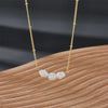 Pearl Necklace Gold Copper Plated Geometric Cuban Chain Style