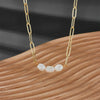 Pearl Necklace Gold Copper Plated Geometric Cuban Chain Style