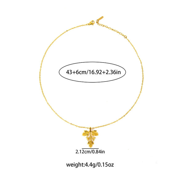 Pearl Necklace Leaf Pattern Titanium Steel Copper O Word Chain Electroplating For Women