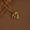 Pearl Necklace Leaf Pattern Titanium Steel Copper O Word Chain Electroplating For Women