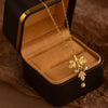 Pearl Necklace Leaf Pattern Titanium Steel Copper O Word Chain Electroplating For Women