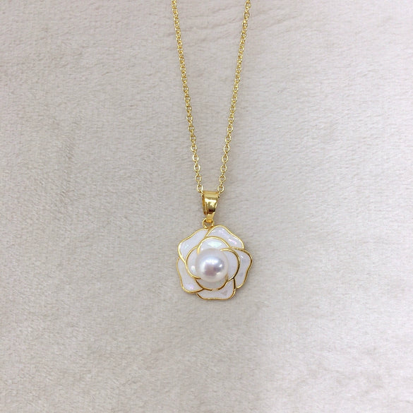 Pearl Necklace Natural Freshwater Pearl Minimalist Flat Round And Bun Round Shape Copper Accessory